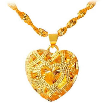 24K Gold Heart Shape Necklace