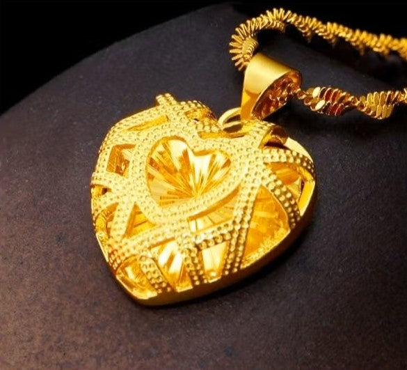 24K Gold Heart Shape Necklace